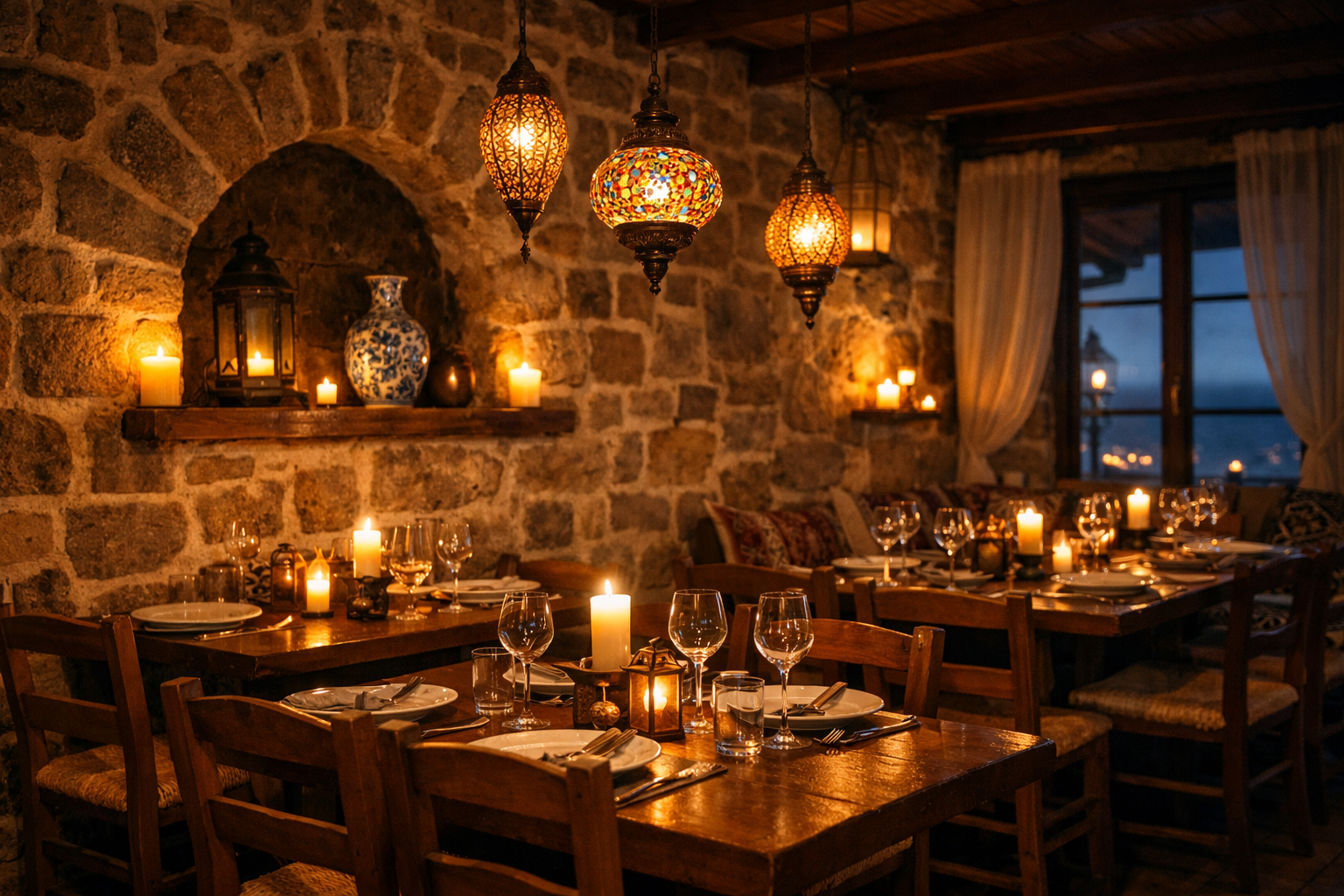 Mum ışıklı salondan bir köşe